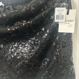 Dex Black Sequin Patterned Skirt